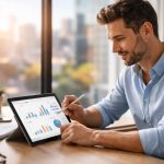 professionnel-tablette-bureau-vue-ville
